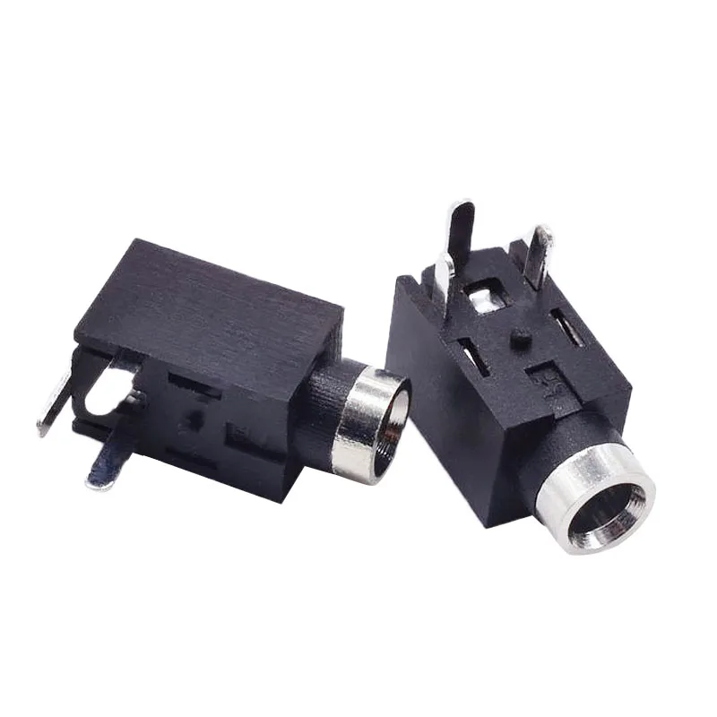 100 pcs 2 5 Headphone jack In line three leg horizontal copper head mono pj210 Small head audio socket
