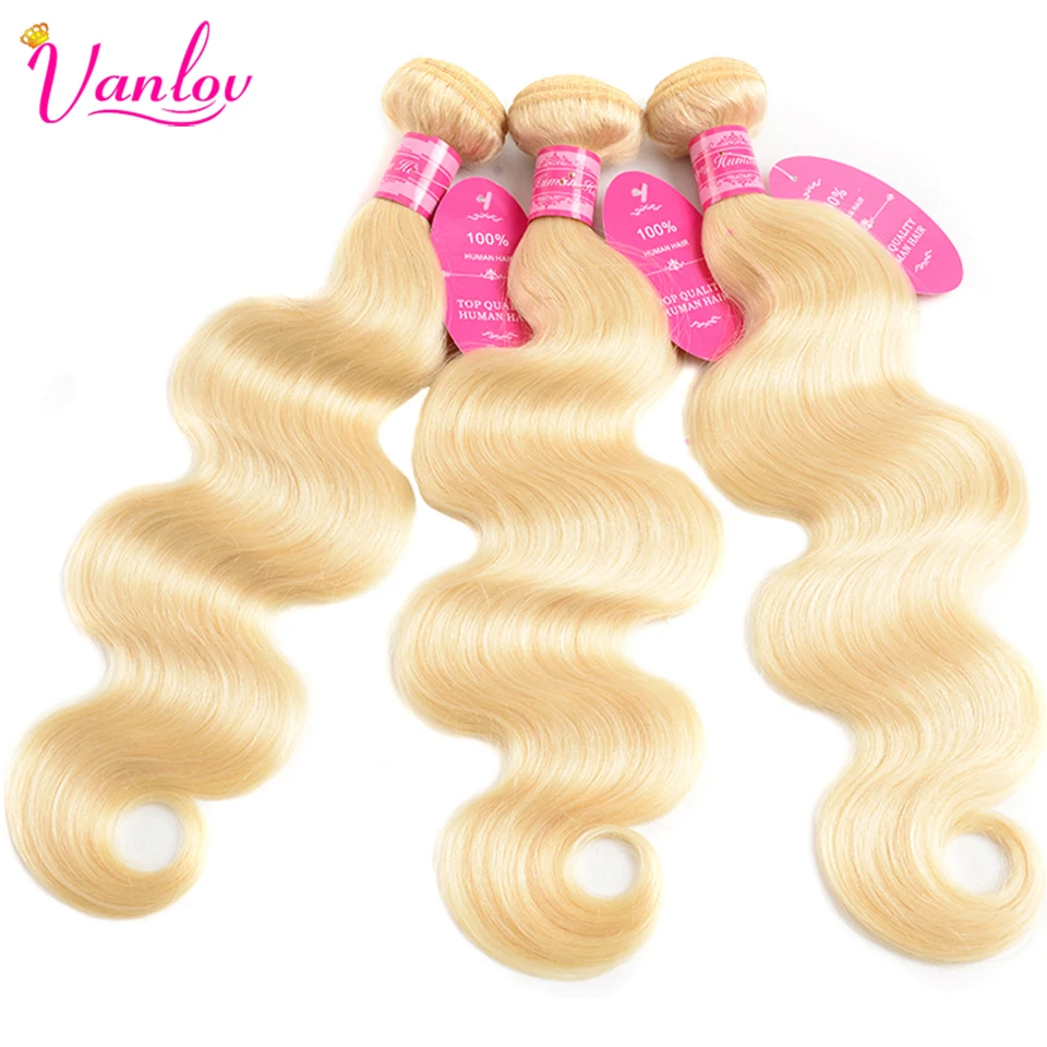 Vanlov 613 Blonde Bundles With Closure Brazilian Body Wave 3 Bundles With Closure Blonde Human Hair Bundles With Closure Remy (4)