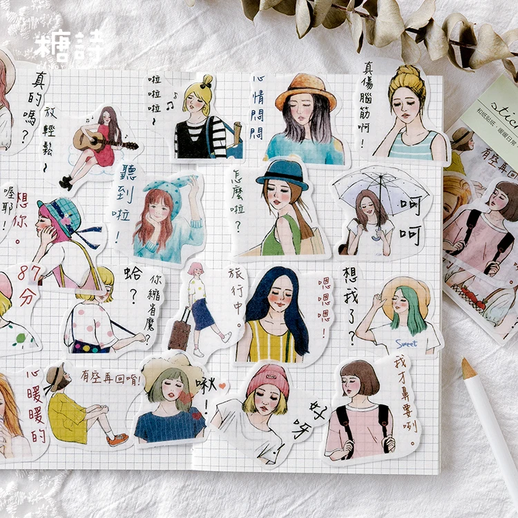 Kawaii Wonderland girl декоративные из рисовой бумаги наклейки Скрапбукинг этикетка-наклейка дневник Канцтовары Стикеры для альбомов