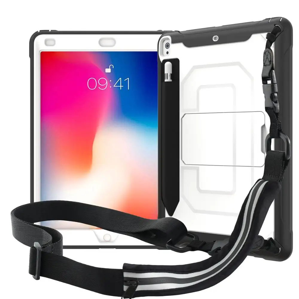 Чехол для iPad Pro 10,5/iPad Air 3 10,5 чехол с держателем для карандашей, сверхмощный силиконовый чехол-Броня чехол-подставка на шею - Цвет: Белый