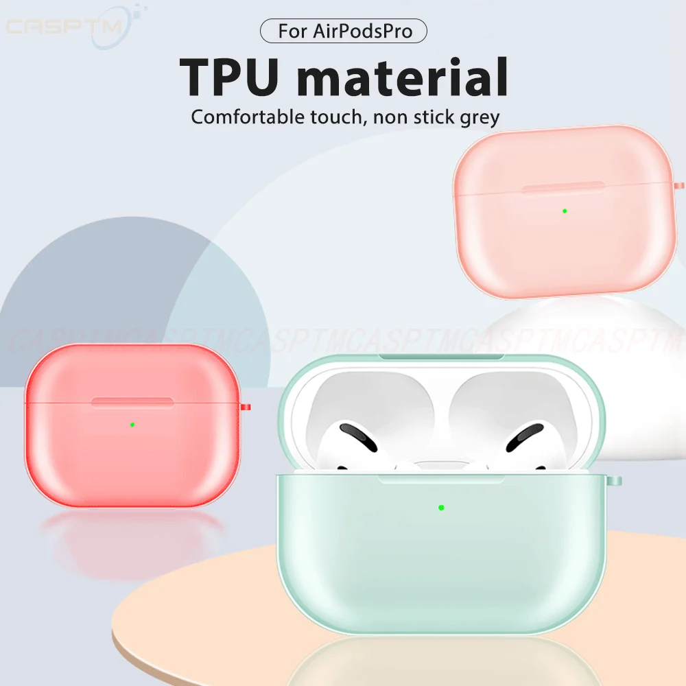 Прозрачный цветной чехол для наушников Apple Airpods Pro зарядки мягкий силиконовый s