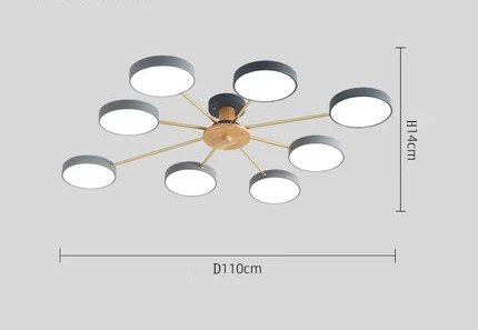 Gray 8 lights Скандинавский пост-современный macaron Люстра светодиодный гостиная спальня кабинет глянцевое освещение AC110V-260V Сменные - Цвет абажура: Gray 8 lights