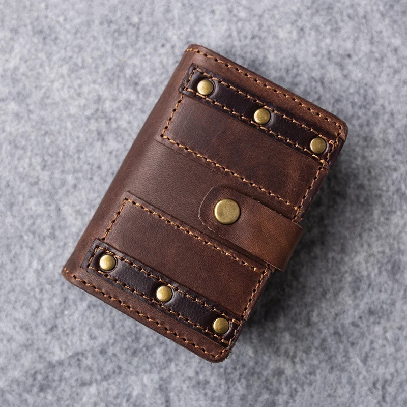 

2019 New Design Business Real Leather Card Pack Handmade High Quality Leather Credit Card Holders Large Capacity ID Card Package