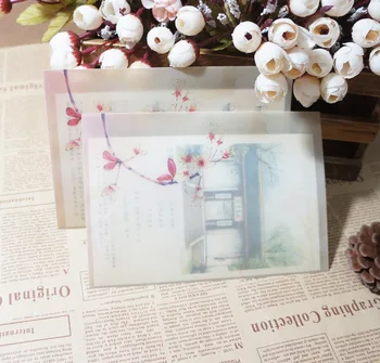

Translucent hazy Chinese wind Vintage sulfuric acid paper envelope with flower branch warping 10pcs/lot