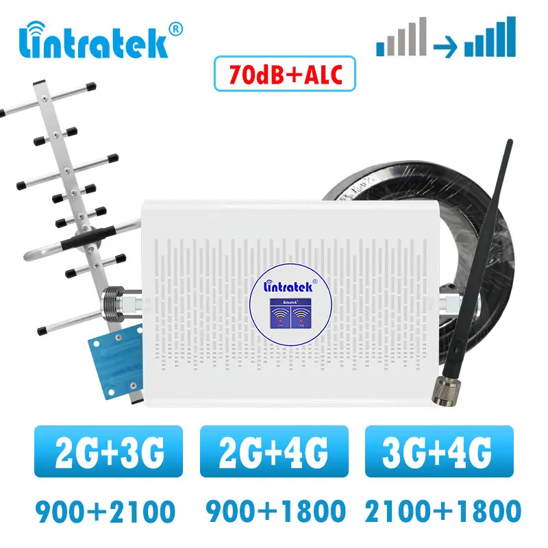 Lintratek GSM 2G 3G 4G двухдиапазонный усилитель сигнала LTE 4g 900 1800 2100 ретранслятор