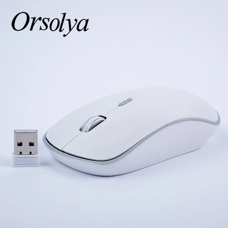 2,4G Беспроводная клавиатура и мышь комбо Orsolya компактная полноразмерная тонкая клавиатура и 2400 точек/дюйм оптическая мышь низкий уровень шума, серебристый и белый