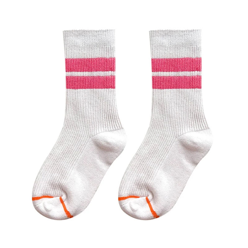 Детские высокие носки для маленьких девочек и мальчиков зимние хлопковые длинные носки без пятки модные Носки ребенок теплый школьный белый носок новые детские вещи - Color: pink