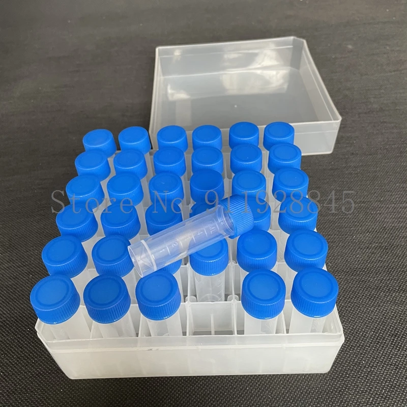 36pcs Plastic 5ml Cryovial With Colored Screw Cap+ 1pcs 36 Vents plastic Freezing Tube Storage Box for experiment