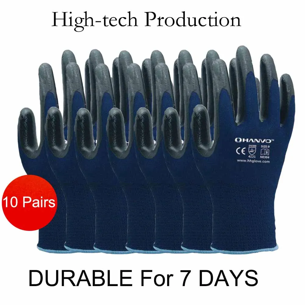 10 пар/лот супер носимые фабричные рабочие перчатки нитриловые защитные перчатки
