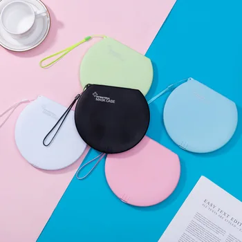 

student portable kn95 mask box round shape disposable mask storage box PP plastic medicine box mask holder