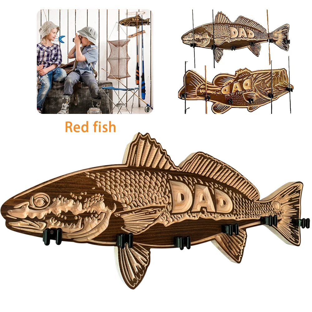 Wood Large Mouth Bass Fishing Pole Rack Wall Mounted Fishing Rod Holder  Storage Organizer DIY Home Decor Fathers' Day Gift - AliExpress