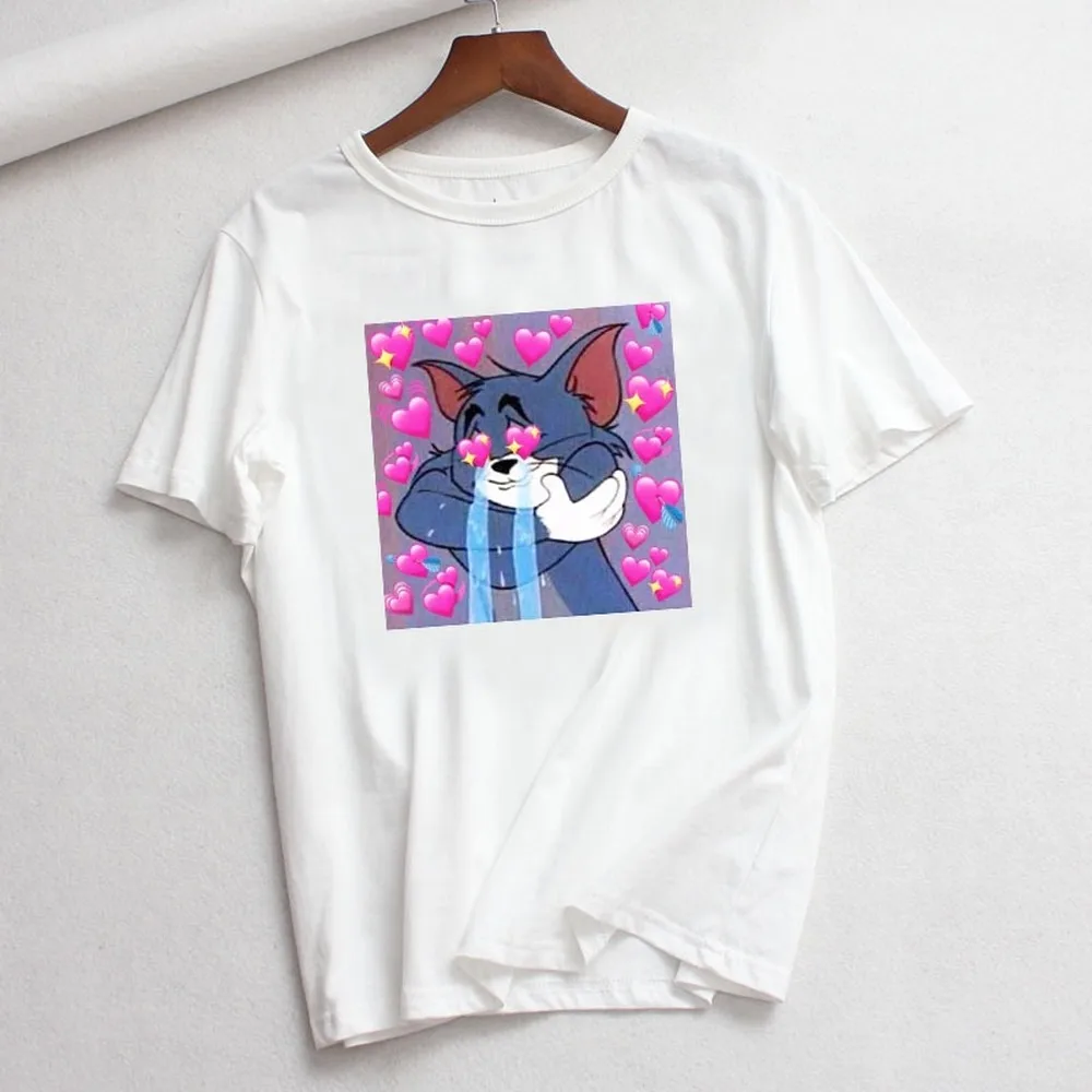 

Summer Tops tees Female Harajuku tshirt Cartoon Cat Tom Mouse Jerry Aesthetic Casual Short Sleeve Cute Female Cartoon Graphics