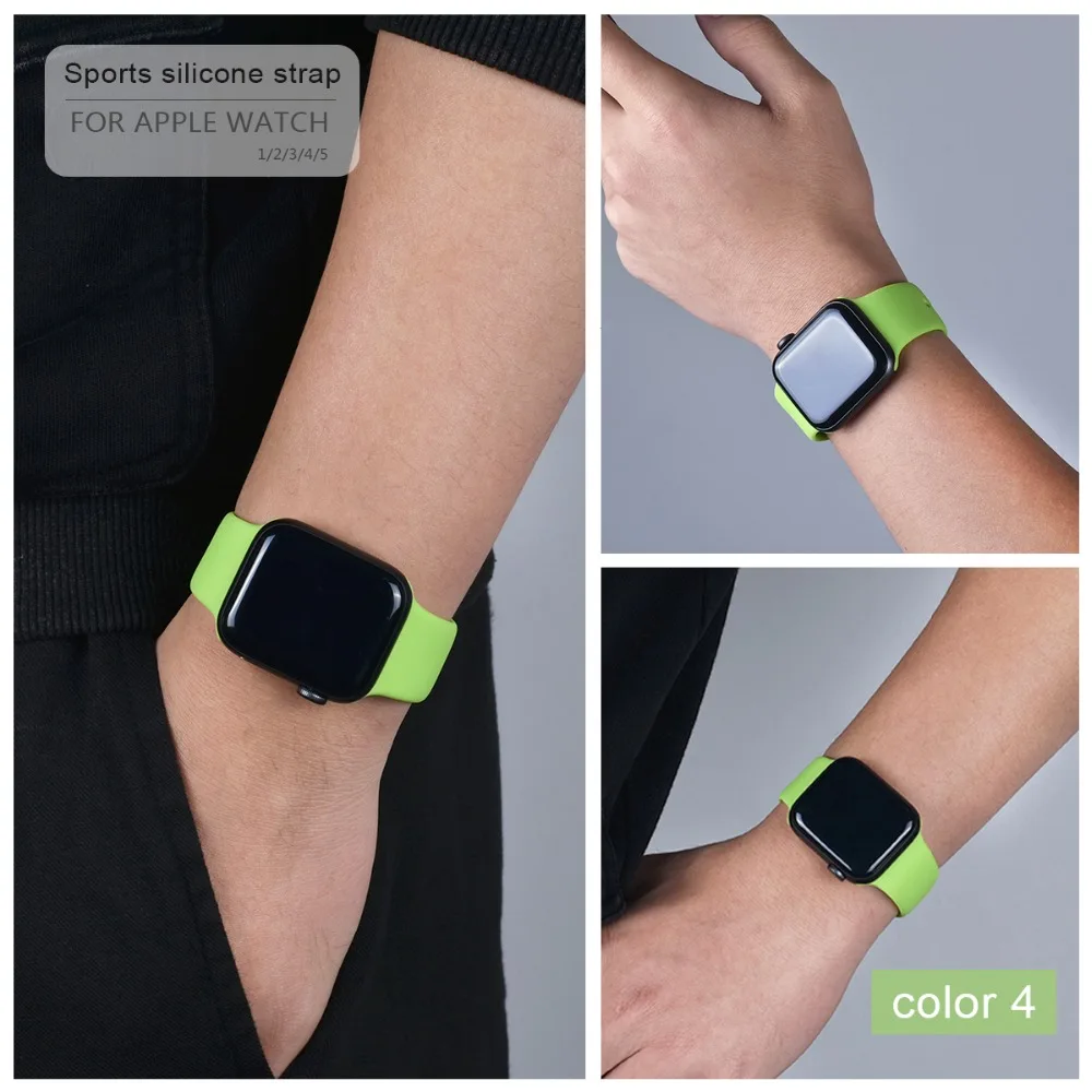 Мягкий силиконовый спортивный ремешок для Apple Watch 5 4 3 2 1 38 мм 42 мм, резиновый ремешок для часов Iwatch series 5 4 40 мм 44 мм
