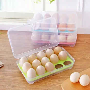 

Refrigerator Single Layer Food Container Storage Boxes 15 Eggs Airtight Plastic Storage Box Space Saver Home Organizer