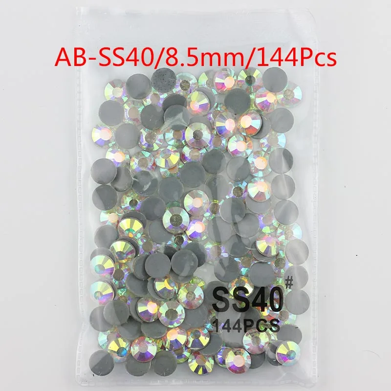 AB SS40 144pcs Все размеры высокое качество кристалл ab исправление стразы стекло Flatback железо на исправление стразы кристалл для свадебного платья одежда - Цвет: AB SS40 144pcs