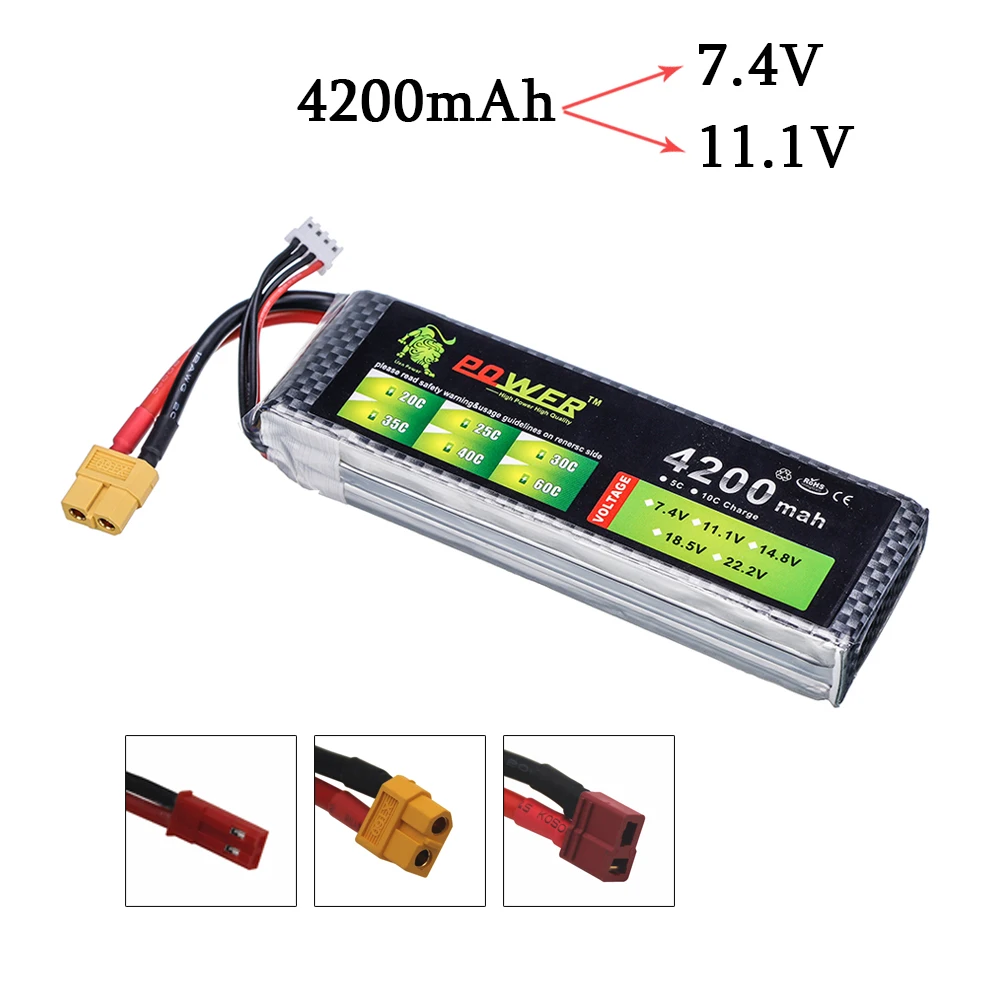 

Аккумулятор Lipo для радиоуправляемых моделей, 11,1 В, 4200 мАч, 2S, 4200 мАч, 7,4 В