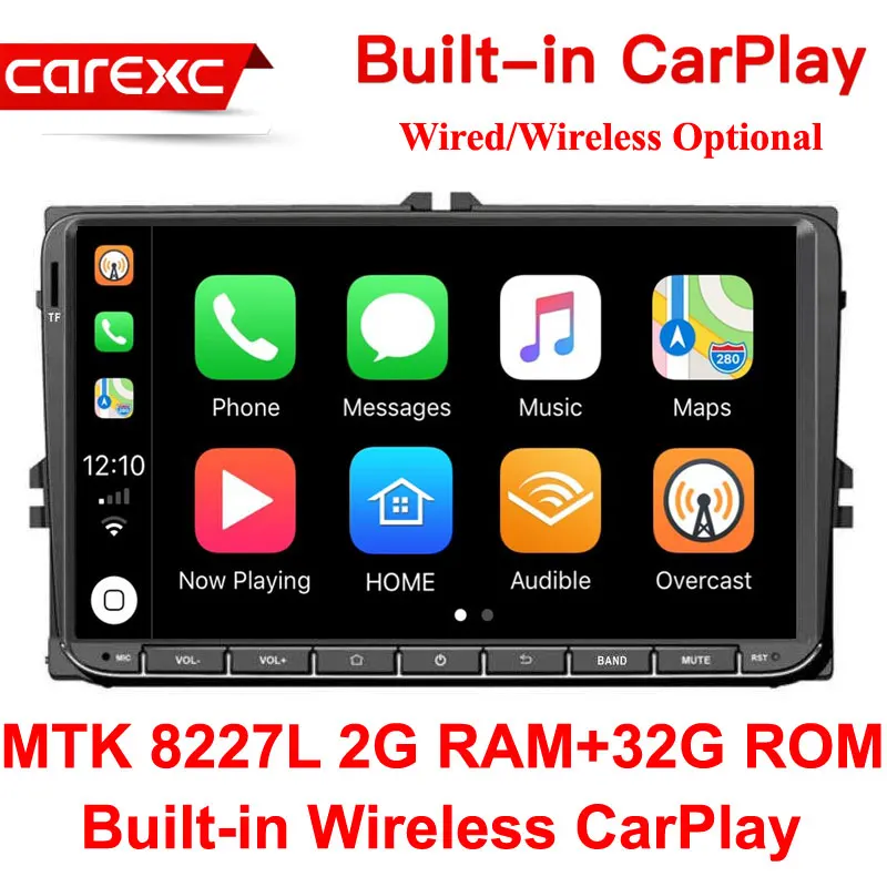 CarExc беспроводной CarPlay 2 din 9 ''Android 9,0 Радио Стерео gps Navi для VW Passat B6 CC Polo GOLF 5 6 Touran Jetta Tiguan Magotan - Цвет: MTK 32G ROM