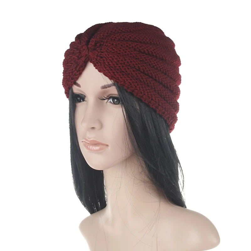 Female Knitted Hat Cap Hat India Hat beanie Ladies Hair Accessories winter cap Crochet Turban Female Head Wraps winter hat