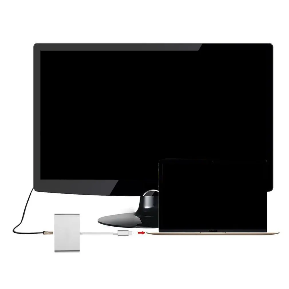 Адаптер USB C к HDMI 4 K: адаптер type C многопортовый av-конвертер с 2 портами USB 3,0 для зарядки MacBook