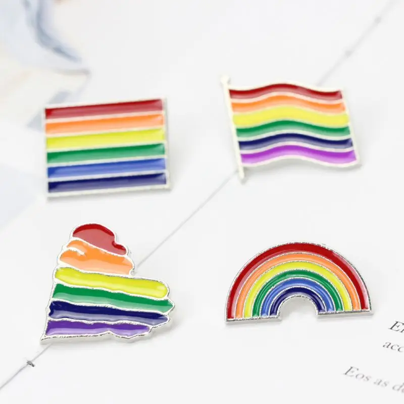 

4Pcs Rainbow Gay Lesbian Pride Enamel Lapel Pin Brooch Love is Love Colorful Badge Pin Lover Jewelry Gifts