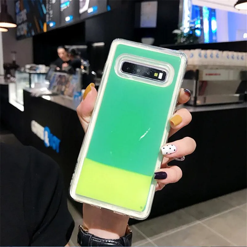 Светящийся чехол Ourpho с неоновым песком для samsung Galaxy S8 S9 S10 Plus Note 8 9 светится в темноте жидкий блестящий чехол с зыбучим песком - Цвет: Золотой