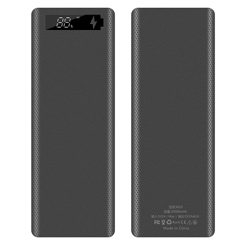 10*18650 Внешний аккумулятор с двумя USB портами корпус аккумулятора 5 В/2 А 30000 мАч