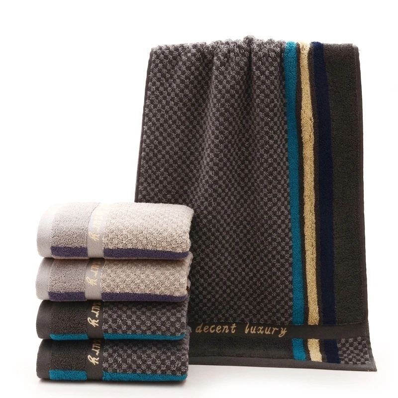 Men's Vintage Cotton Jacquard Striped Quality Washcloth Beach Sun Bath Sauna Towel Gym Running Sports Sweat Gifts Handkerchief