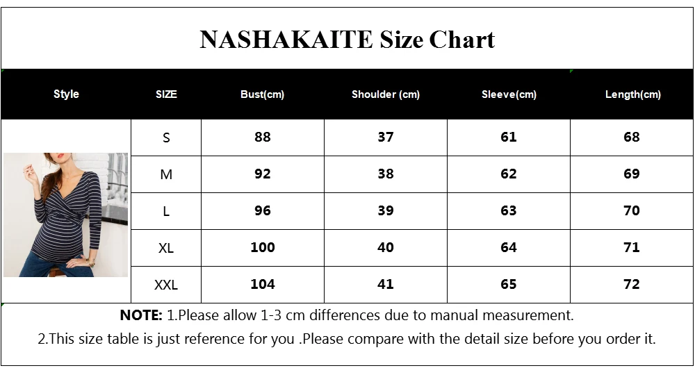 NASHAKAITE Materinity топы с v-образным Вырезом Стильная полосатая футболка с длинным рукавом для кормления беременных женщин Грудное вскармливание одежда