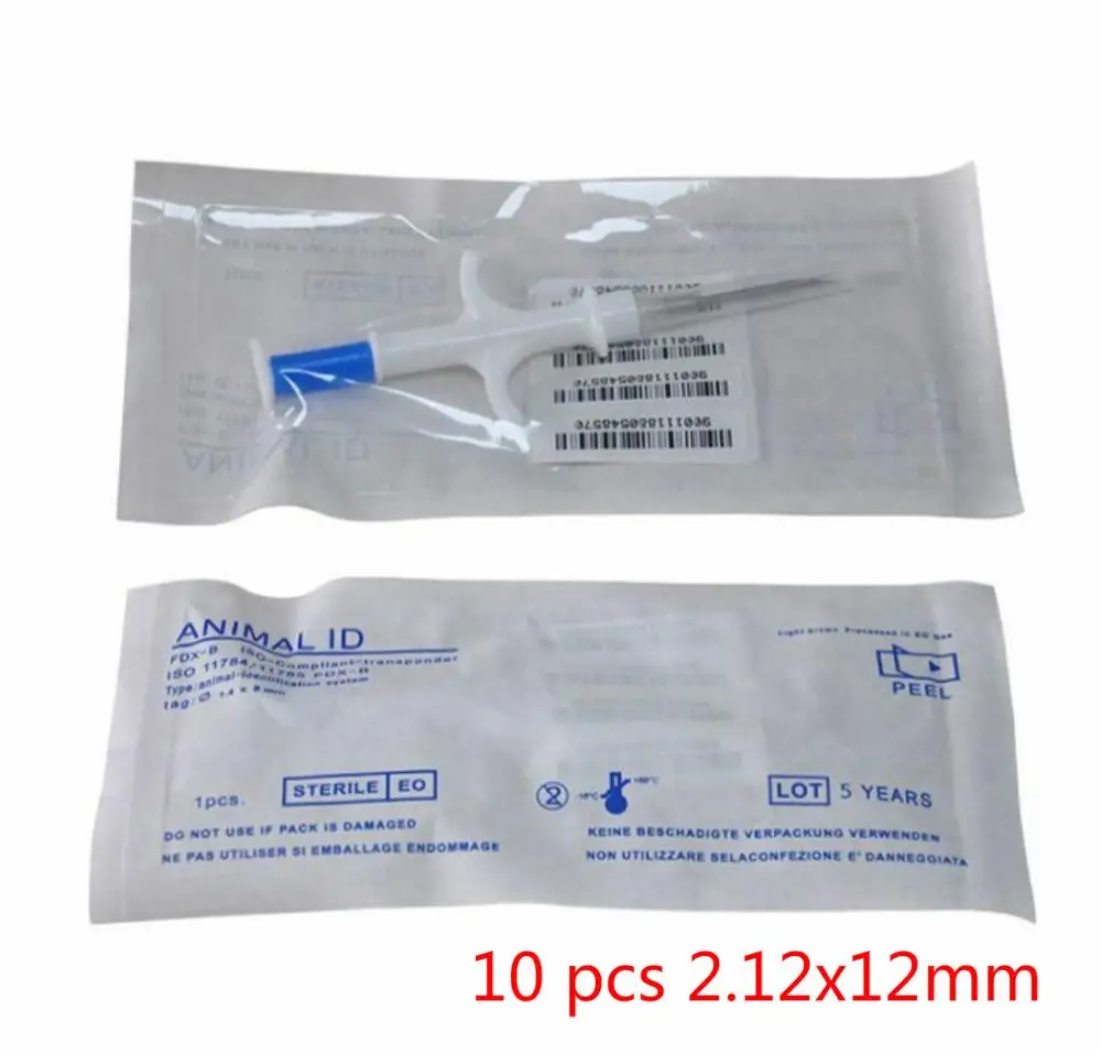 10x2.12 microchip Rfid FDX-B/считыватель микрочипов для животных ISO чип Портативный OLED сканер для собак и кошек 134,2 кГц для rfid стеклянной бирки/бирки для кроличьих ушей - Цвет: 10x2.12 microchip