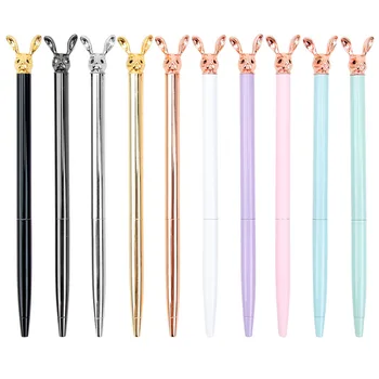 

24PCS New Office Supplies Ball Pen Rabbit Head Metal Pen Student Fashion Cute Stationery Novelty Pens for Writing