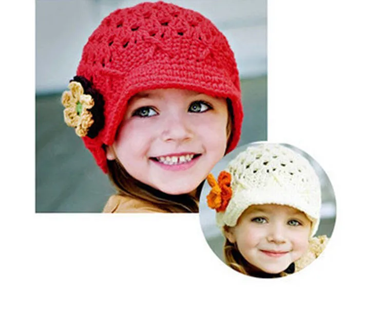 

Monochrome A Flower Shape Children's Hat with Brim Children's Handmade Hat