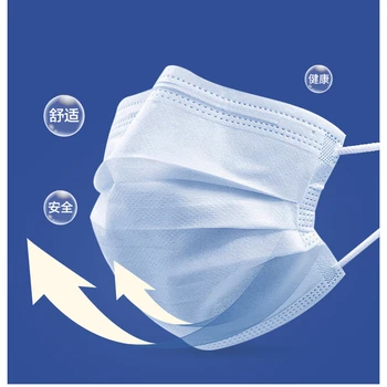

50PCS Face Mask Breathable Thin Adult 3-Tier Disposable Mask 1 Bag 50