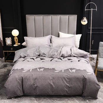 

2020 Duvet Cover 228x228，229x260 Pillowcase 3pcs Bedding Set，Gray Chinese Style flower pattern Comforter/Quilt/Blanket Cover