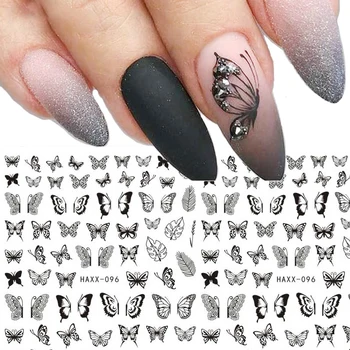 

NEW Butterfly Nail Stickers 3D Transfer Decals Colorful Blue Black Design Nails Art Manicures Sliders Wraps Foils Decorations