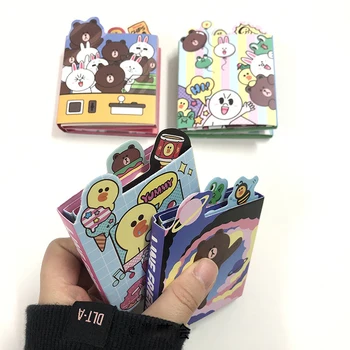 

Cute Brown Bear Memo Pad 6-folding Cartoon Rabbit Sticky Notes Students Stationery Notepad Leave Message Paper Office Supplies