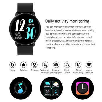 

LCD Multifunctional Round Screen Watch Sports Pedometer Waterproof Bracelet Unisex KQS8