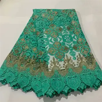 

High Quality Green African Stone Lace Fabric 2020 Embroidery French Nigerian Tulle Mesh Lace Fabric For Nigerian Party Dress