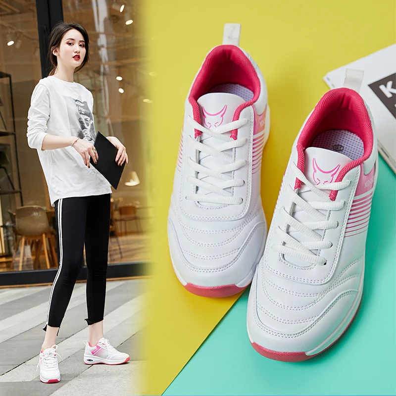 

walking shoes women Air cushion thick bottom leisure shoes with increased leather surface sneakers women shake shoes