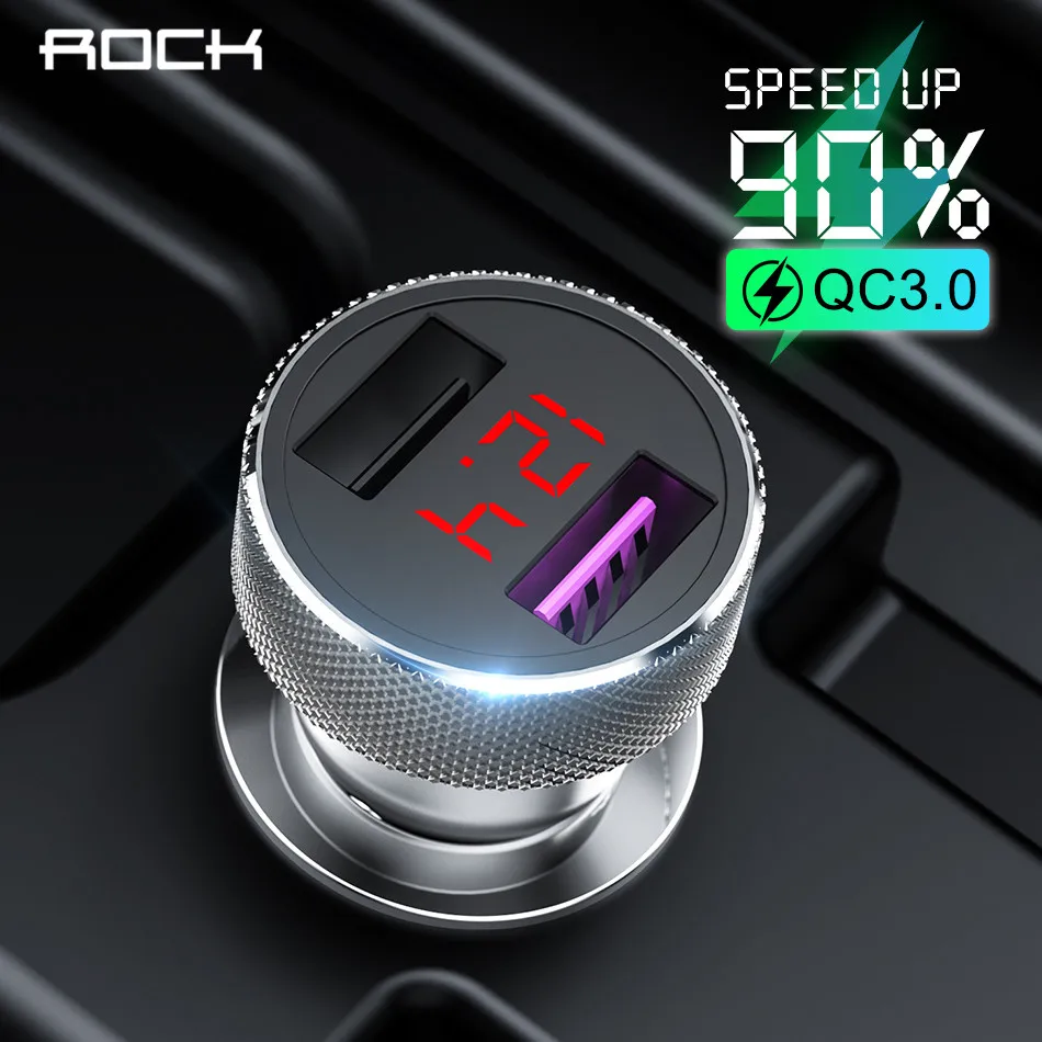 ROCK металлическое автомобильное зарядное устройство быстрая зарядка QC 3 0