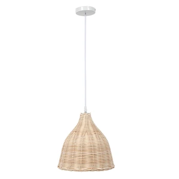 

Rattan Hanging Lamp E27 Pendant Light Nordic Chandelier for Kitchen Bedroom Living Room Restaurant Hotel Fixture (26cm in Diamet