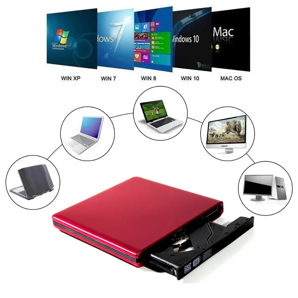 USB 3,0 внешний CD DVD RW устройство для записи дисков оптический компакт-диск проигрыватель с функцией записи Portatil для ноутбуков, настольных ПК+ сумка для привода