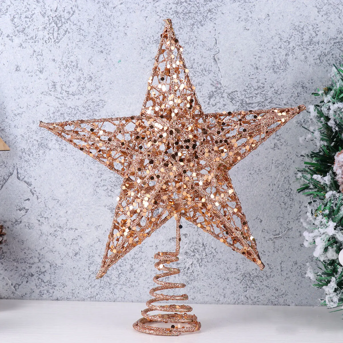 

1pc Iron Star Christmas Tree Toppers Ornaments Glittering Star Christmas Tree Decoration Home Decor For Banquet Xmas Decorations