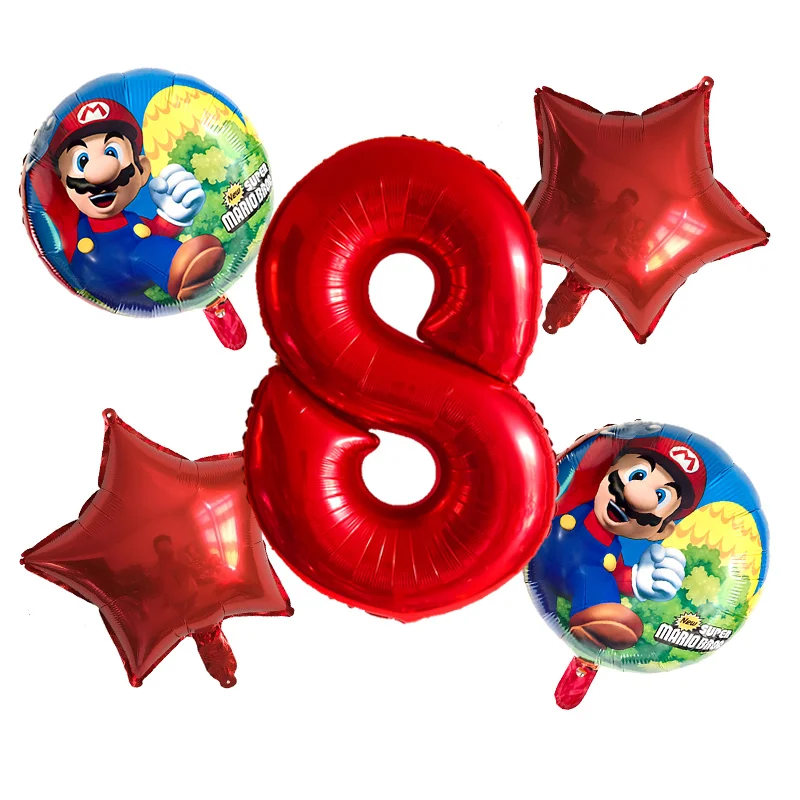 5 шт. воздушные шары "Супер Марио" 32 дюйма цифры воздушные шары мальчик девочка день рождения Братья Марио и Луиджи майлар синий красный шар набор декора - Цвет: Red-8