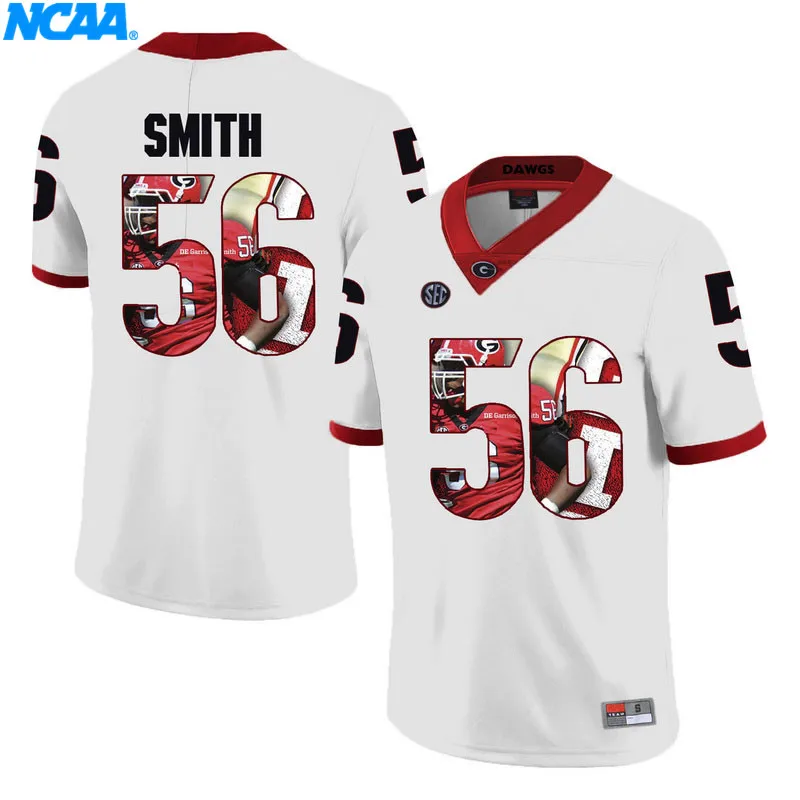 New Arrival High Quality Georgia Bulldogs Smith#56 Pyke#73 College T-shirt Jersey S-XXXL