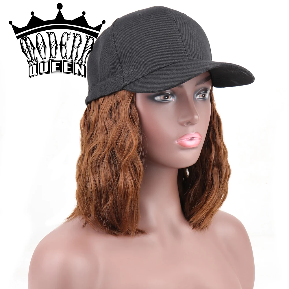 Gorra de béisbol corta de 10 pulgadas para niña, gorro de béisbol con pelo sintético de moda Bob, pelucas de fibra resistente al calor para exteriores