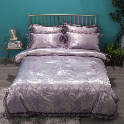 Oshines Luxury Jacquard Decoration Europe Style Set Of Bed Linens Double Bed Cover 220/240 cmElastic Sheet King And Queen Size L - Цвет: Royal style - Zijin