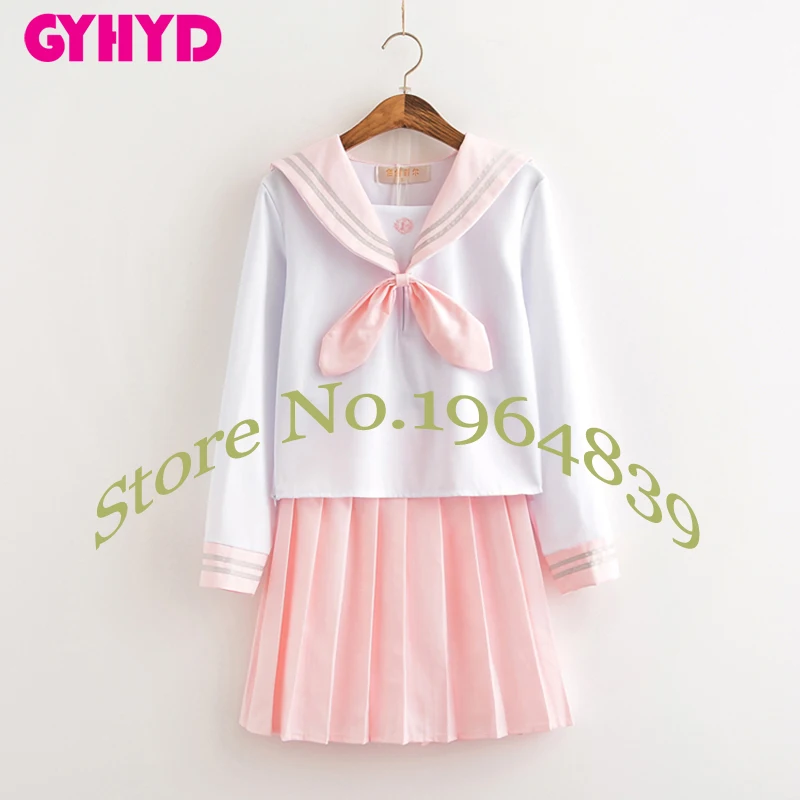 Long Sleeve Set Одежда для девочек для школы, матросские Топы+ галстук+ юбка, темно-синий стиль, одежда для девочек, Lala костюмы для болельщиц XXL - Цвет: Long Sleeve Set