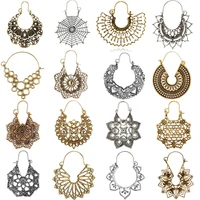 Bohemian Flower Earrings Dangle Drop Vintage Tribal Hollow Lotus Mandala Flower Floral Basket Earrings Ear for Women Jewelry 1