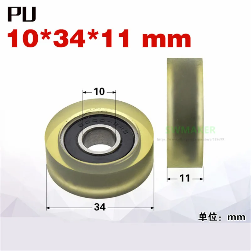 

10pcs 10*34*11mm Misumi Rubber wheel, 6000RS bearing wheel / guide wheel, silent, separator pulley