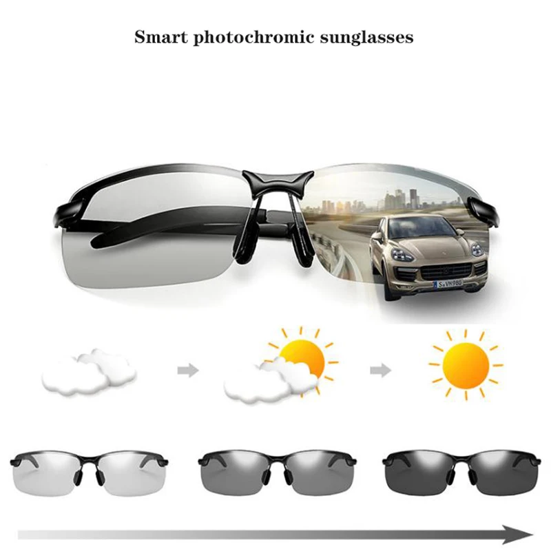 

Photochromic Sunglasses Men Polarized Driving Chameleon Glasses Male Change Color Sun Glasses Day Night Vision Driver's Eyewear